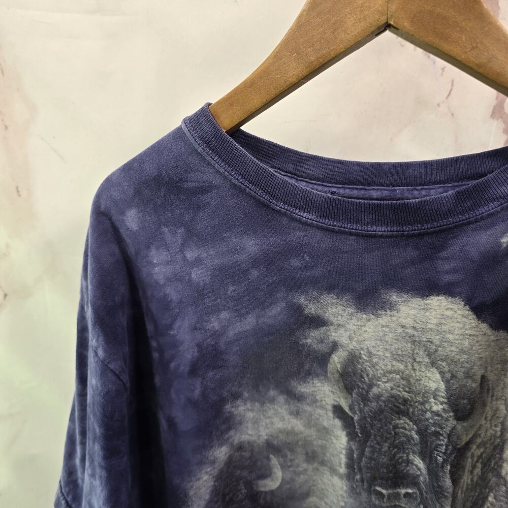 Vintage T Shirt Mens XL 90s Mountain Bison Buffalo Nature Ecology Tie Dye Crew - Picture 2 of 9